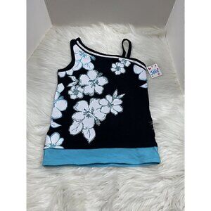 NEW JUSTICE Tank Shirt Girl's Size 5 Glitter Floral Design Sparkle